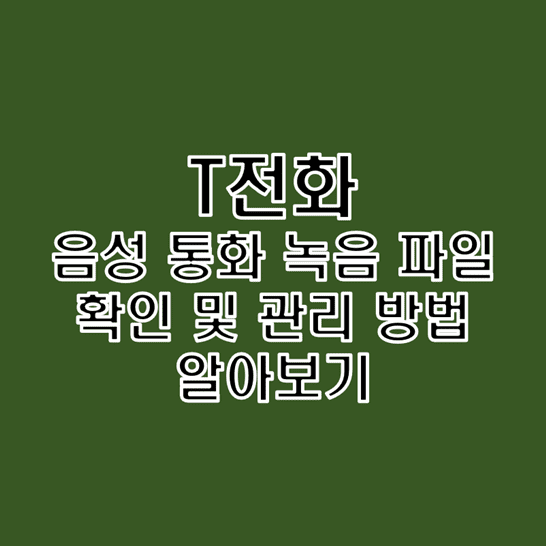  T전화 음성 통화 녹음 파일 찾고 확인 및 공유 복사 이동 방법