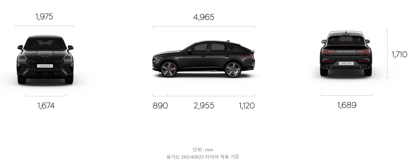 2025 제네시스 GV80 쿠페 크기