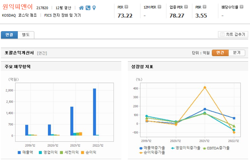 원익피앤이 재무제표