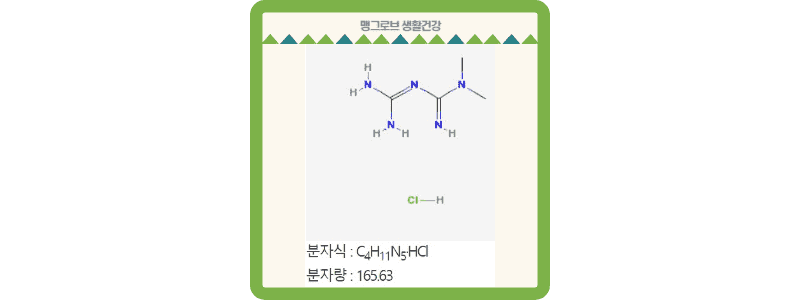 메트포르민염산염 성분의 구조 및 분자식