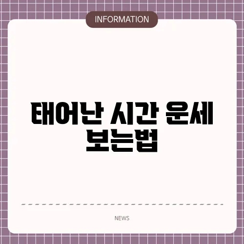 태어난 시간 운세 보는법
