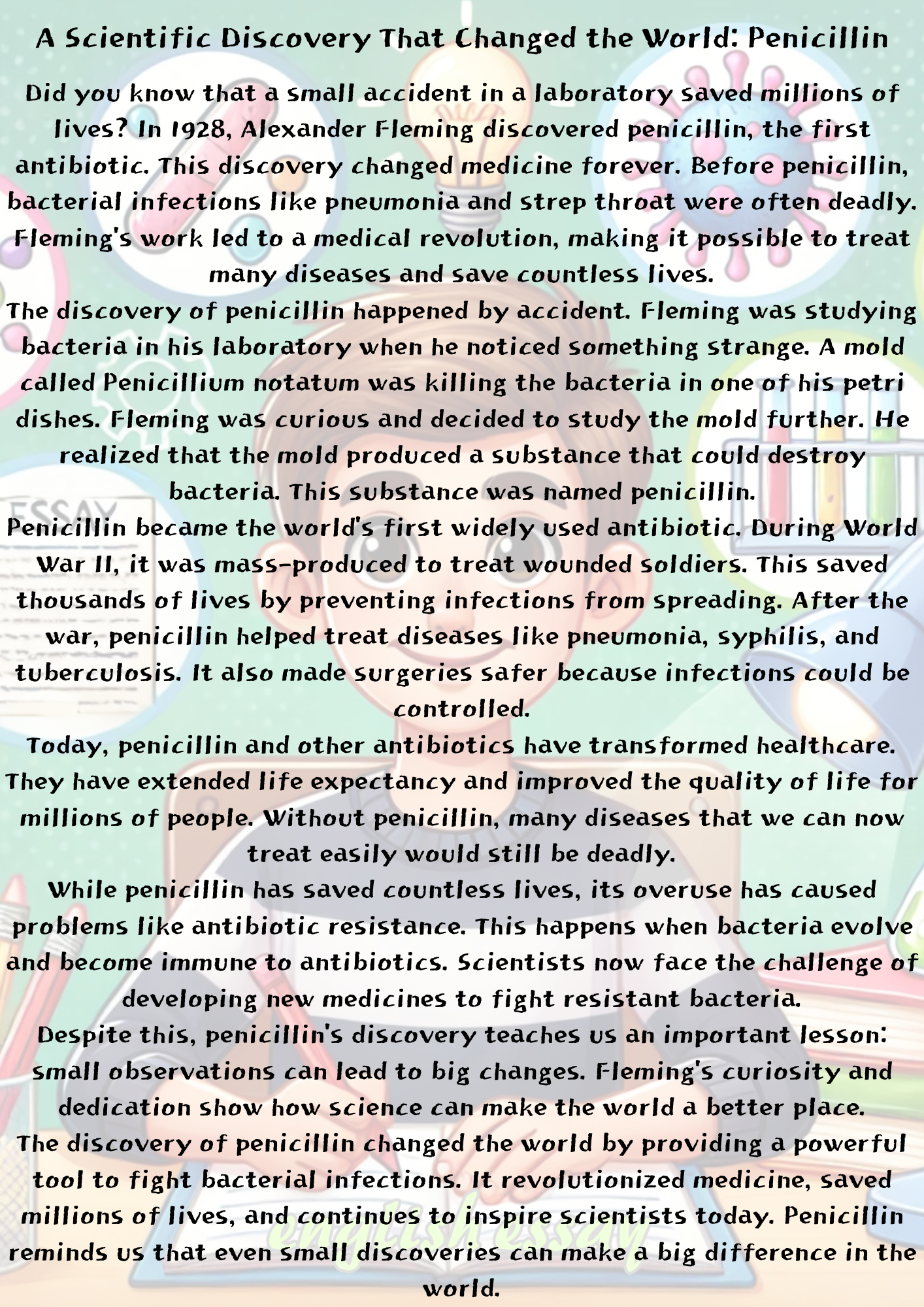 A Scientific Discovery That Changed the World: Penicillin 세계를 바꾼 과학적 발견: 페니실린