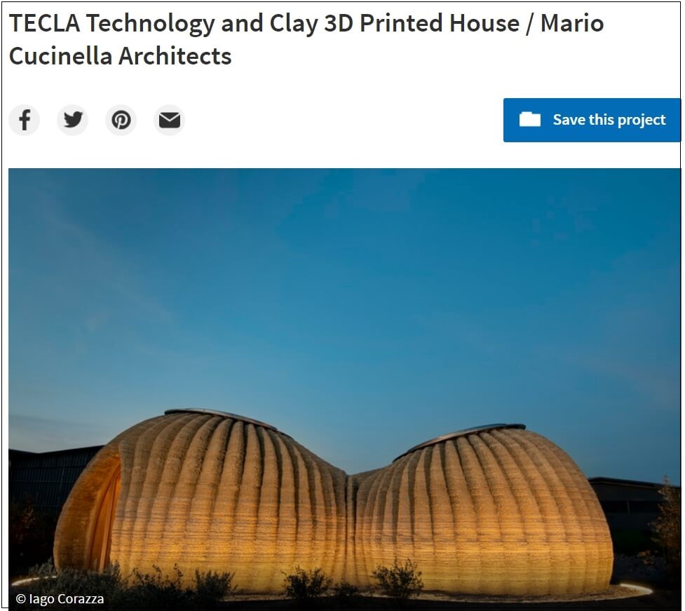  진흙 3D 프린팅으로 빚어진 친환경 주택  VIDEO:TECLA Technology and Clay 3D Printed House / Mario Cucinella Architects