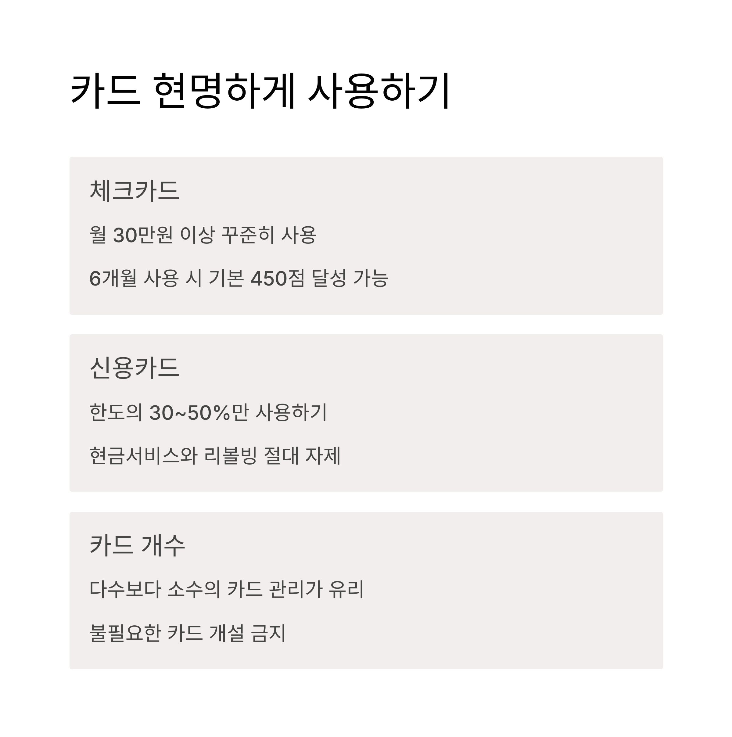 신용카드 및 체크카드 사용