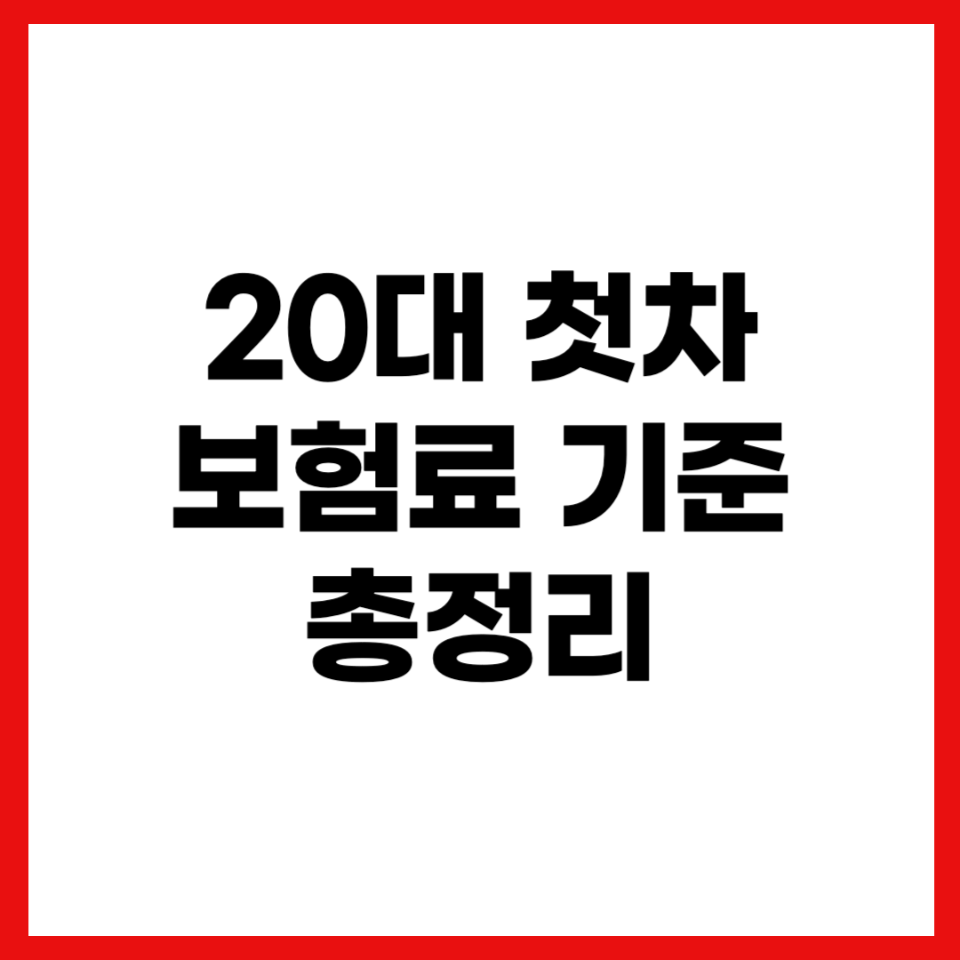 20대 첫차 보험료 나이 차종별 기준 총정리