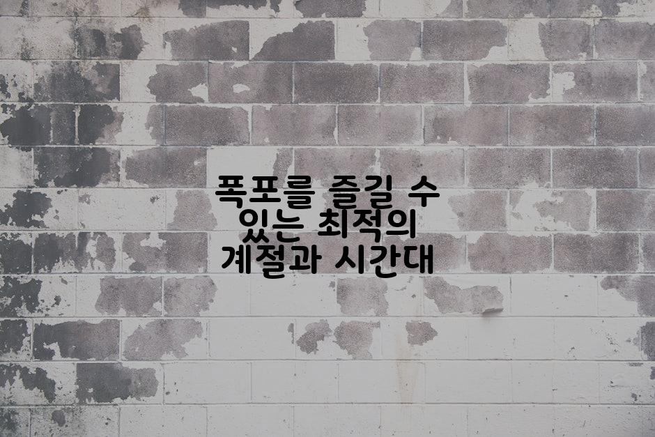 폭포를 즐길 수 있는 최적의 계절과 시간대
