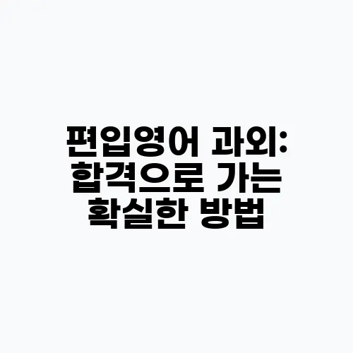 편입영어 과외: 합격으로 가는 확실한 방법, 꼼꼼 가이드