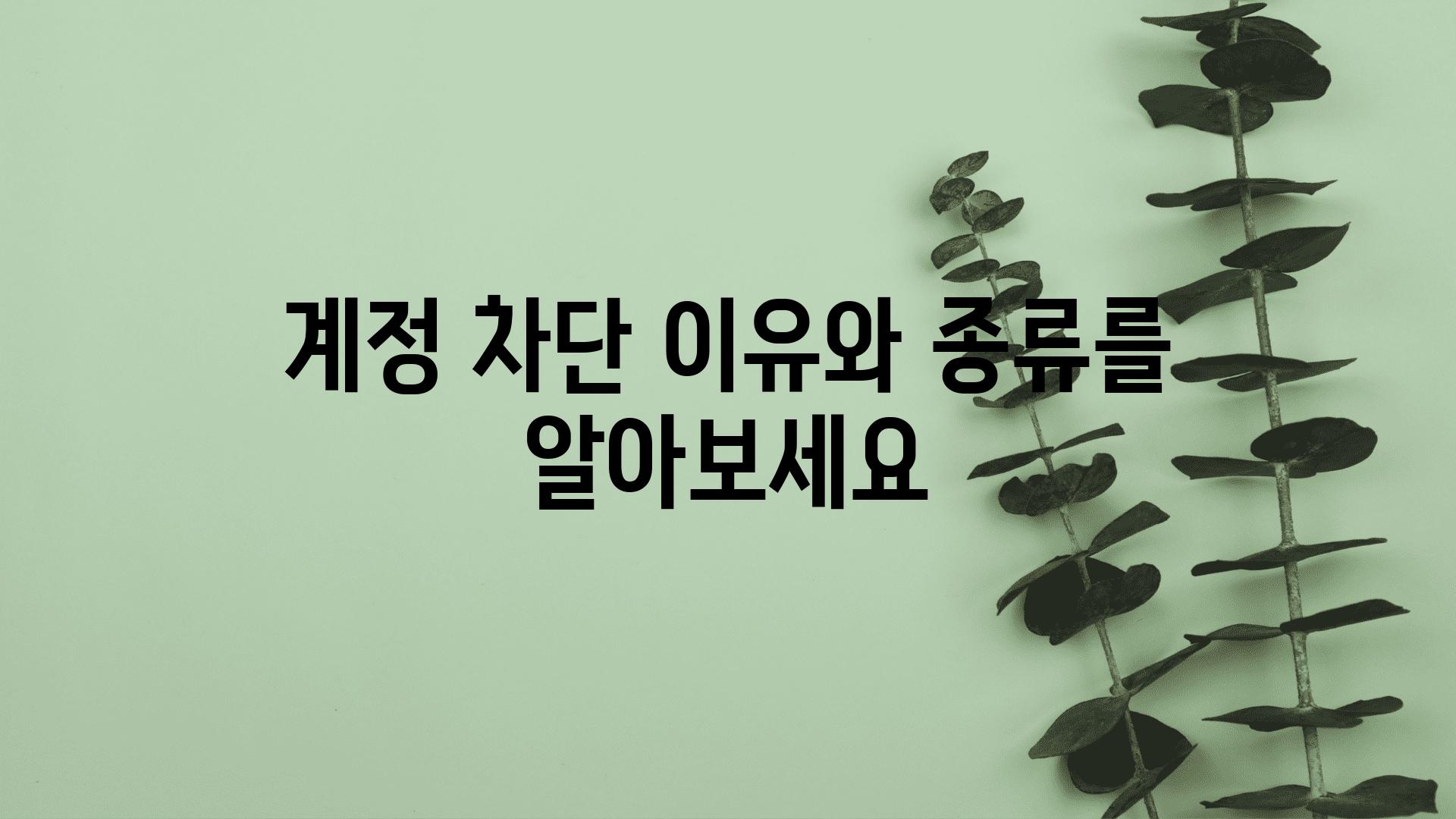 계정 차단 이유와 종류를 알아보세요