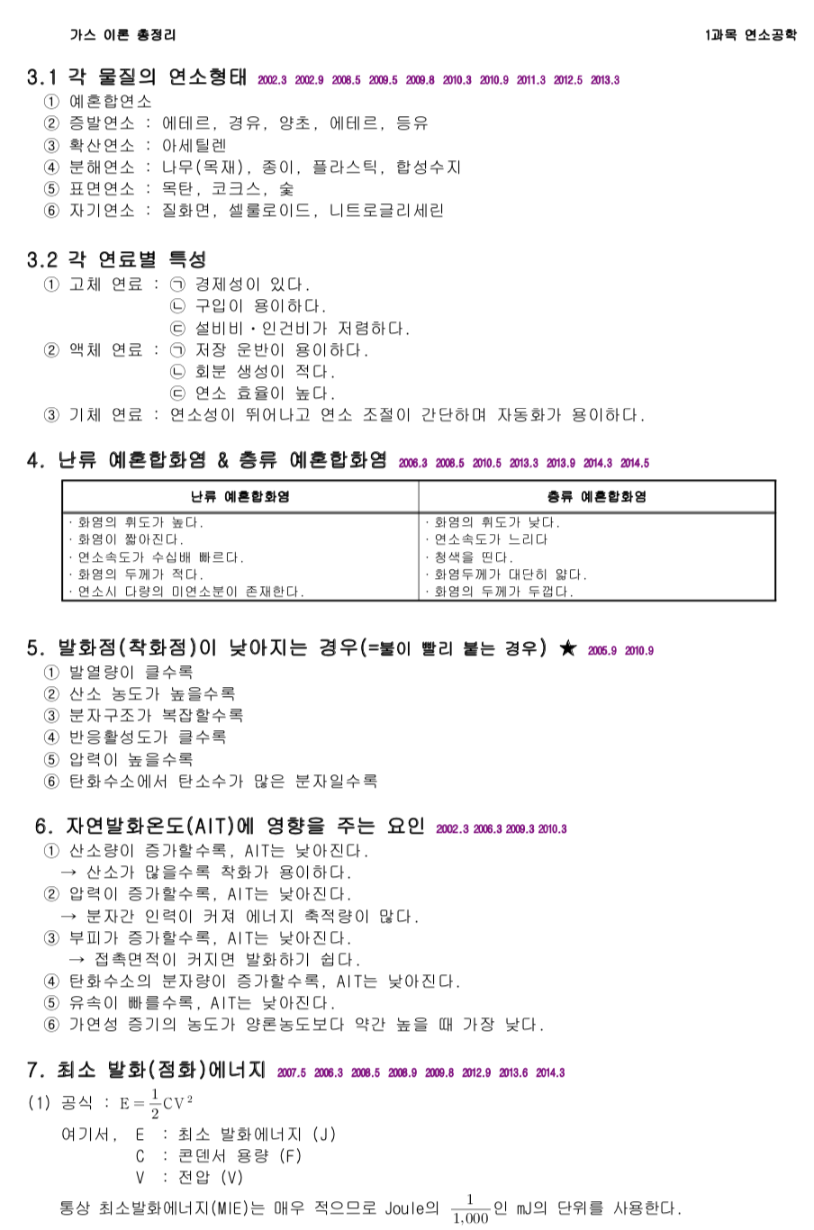 가스기사 필기 요점정리 가스기사 필기 요점정리