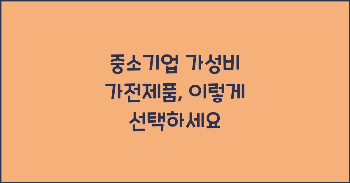 중소기업 가성비 가전제품