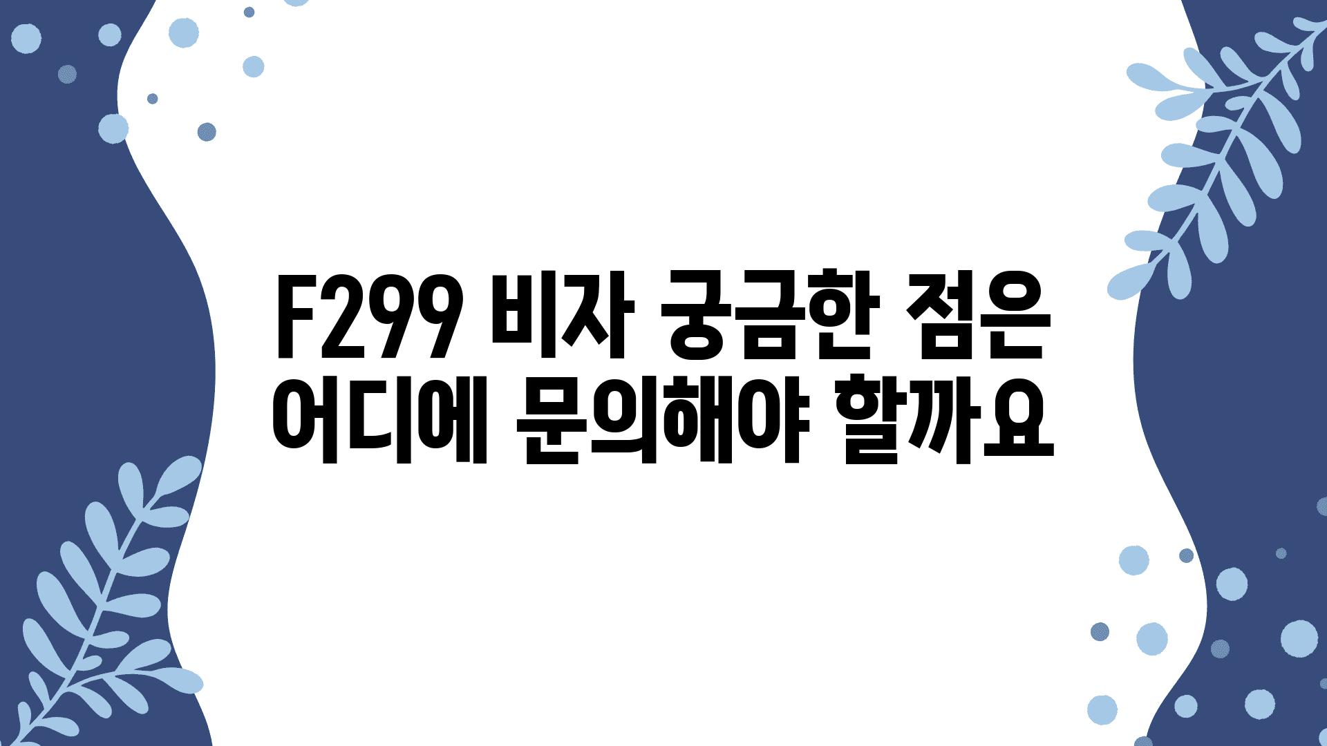 F299 비자 궁금한 점은 어디에 연락해야 할까요