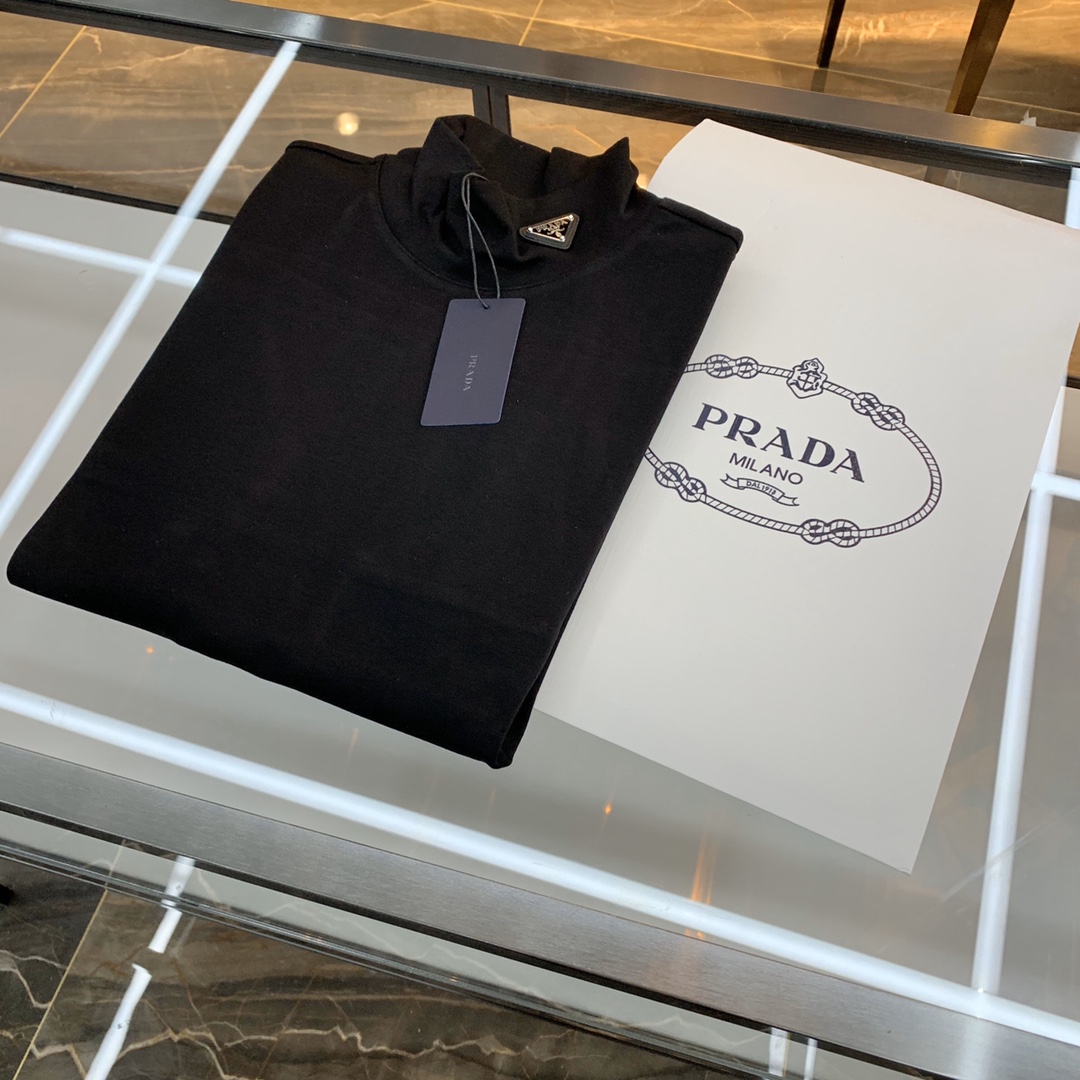  [PRADA] 프라다 로고 터틀넥 롱 슬리브 긴팔 티셔츠