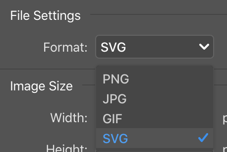 File Settings - Format을 SVG로 설정