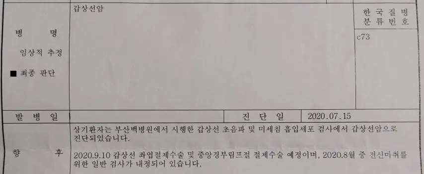 군대에서 암 확진인데 의가사 제대 못함