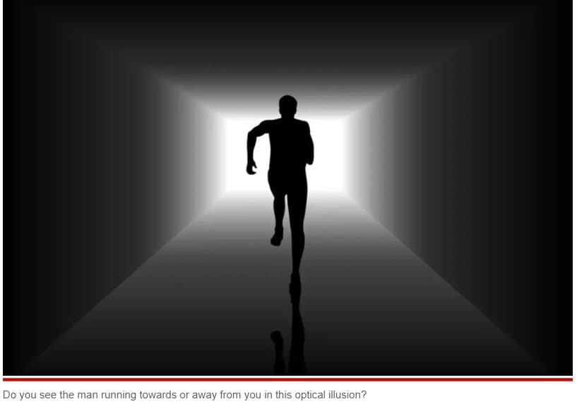 [착시 심리 분석] 터널 속 주자가 앞으로 달리는지 멀리 도망가는지 Optical illusion reveals if you have a female or male brain