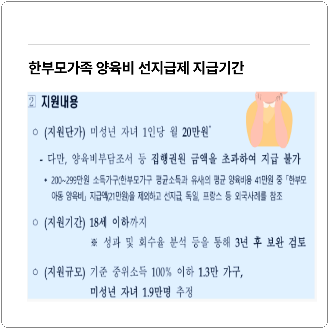 한부모가족 양육비 선지급제 지원대상 지급기간