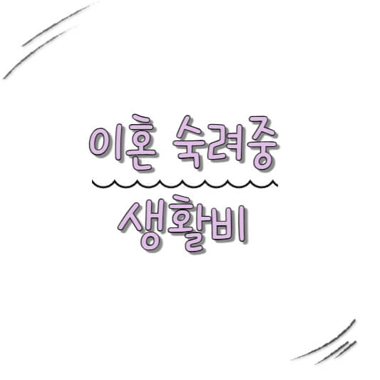 이혼 숙려 기간 중 생활비 문제 해결 방법