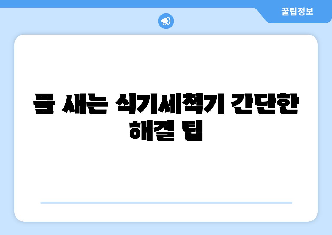 물 새는 식기세척기 간단한 해결 팁