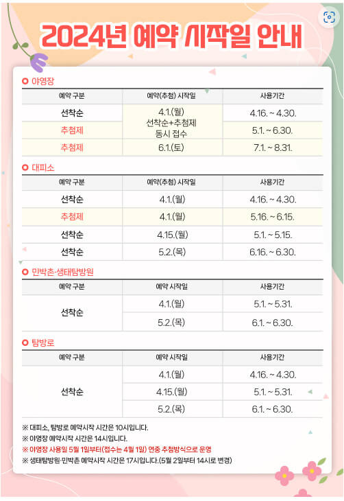 국립공원야영장추첨