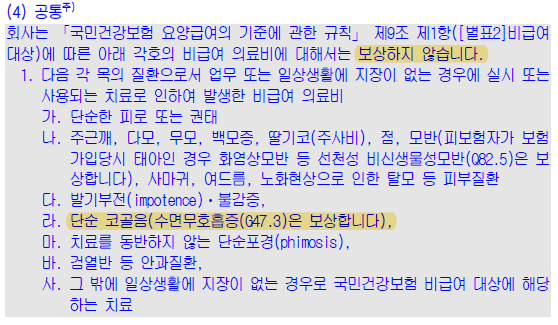 실비 보상하지 않는 손해