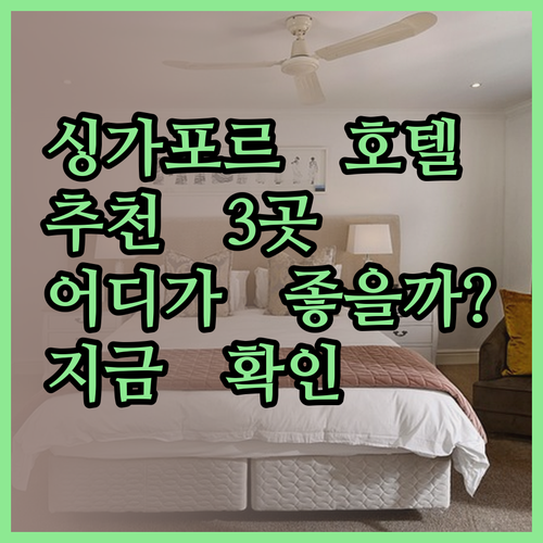 싱가포르 호텔 추천 3곳 어디가 좋을