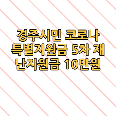 경주시민 코로나 특별지원금 5차 재난지원금 10만원