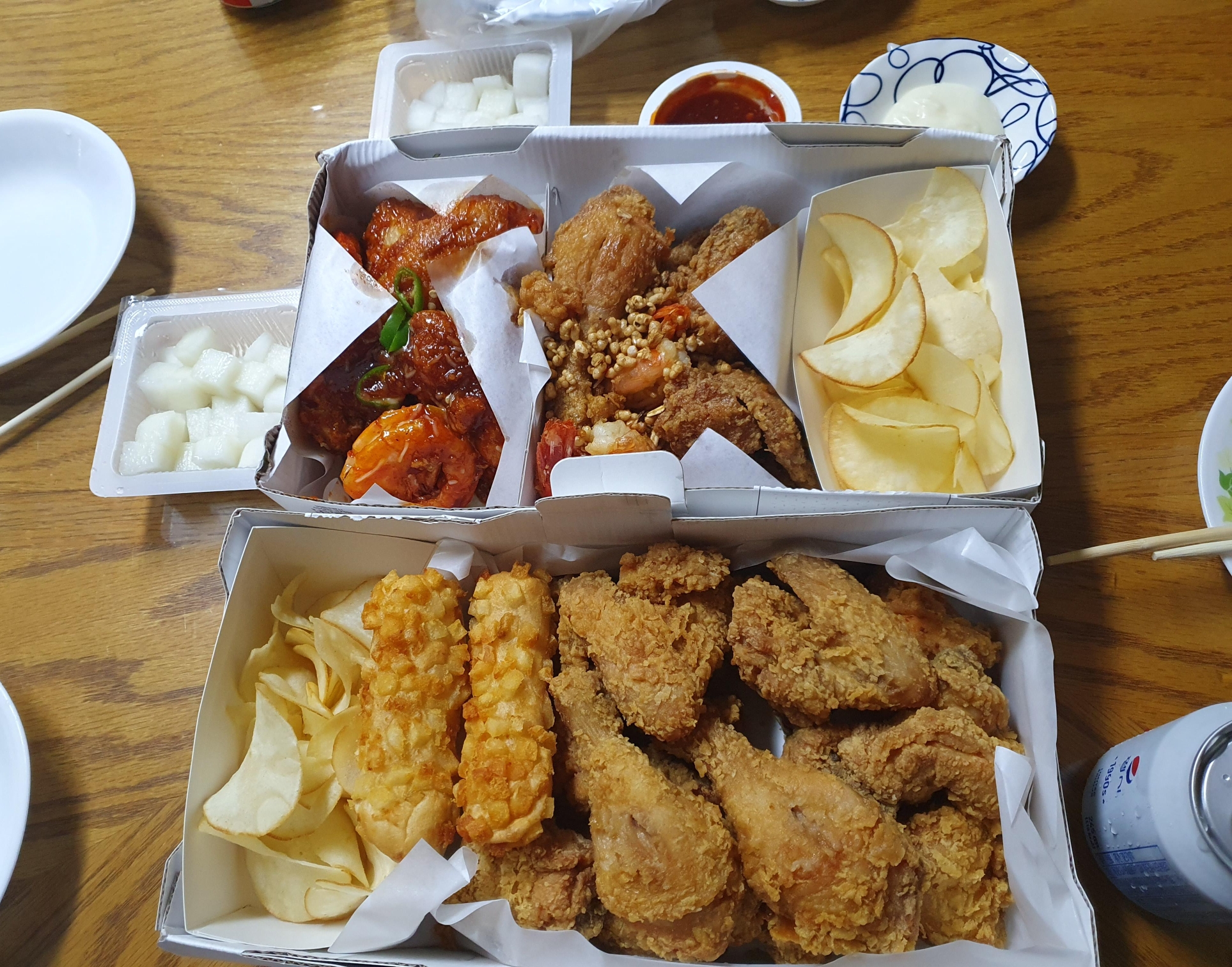 용인 바른치킨 2마리(후라이드&#44; 간장+매콤양념) 2마리 세트