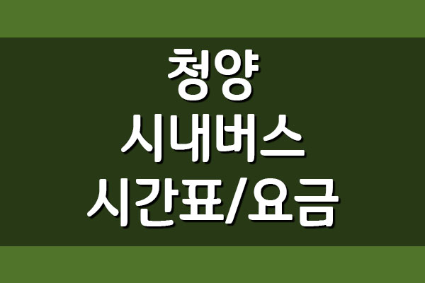  청양 시내버스 시간표 및 요금표 자세히