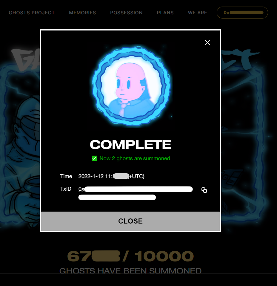 민팅 과정 기록(첫 화이트리스트 !!) 미상(Mr.Misang) 작가님 고스트프로젝트, NFT 9