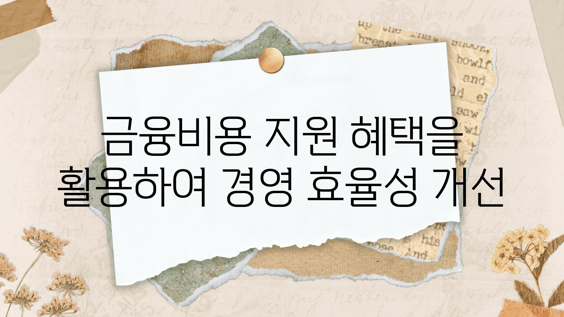 금융비용 지원 혜택을 활용하여 경영 효율성 개선