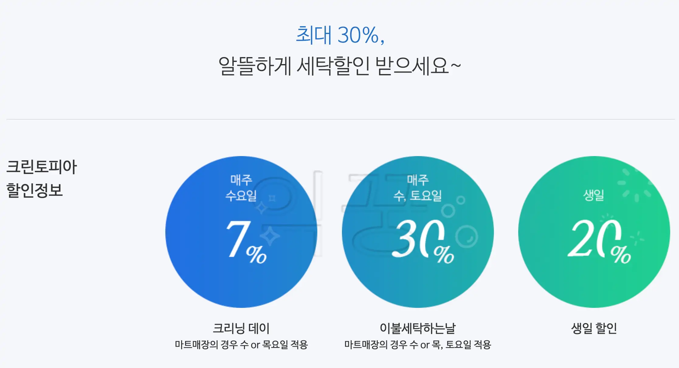 크린토피아 홈페이지에 나온 할인 종류