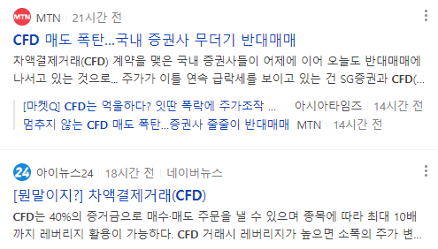 차액 계약(CFD) 뉴스 기사