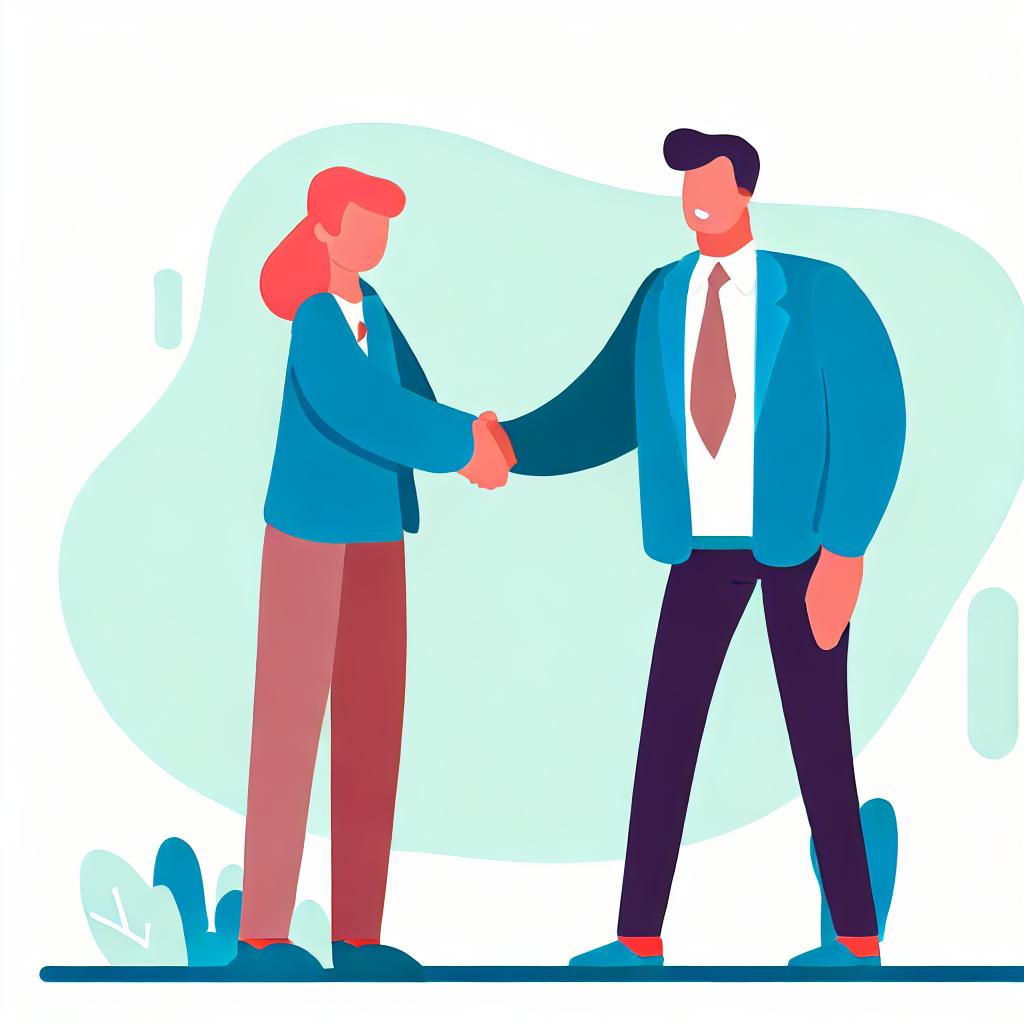 flat vector style of a reliable real estate agent shaking hands with a client