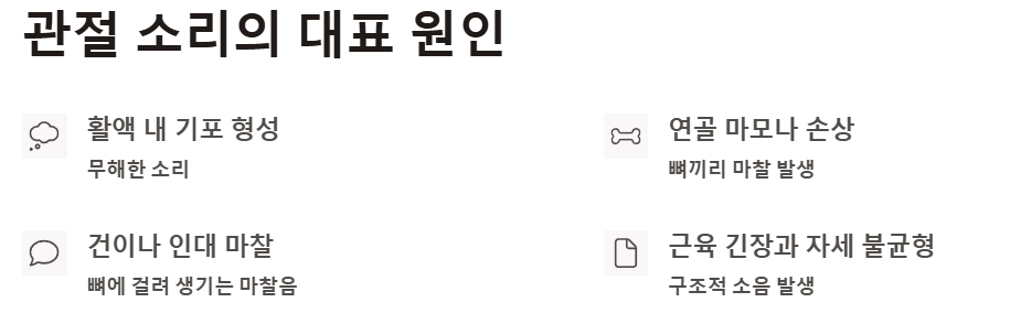 관절 소리의 대표 원인 예시