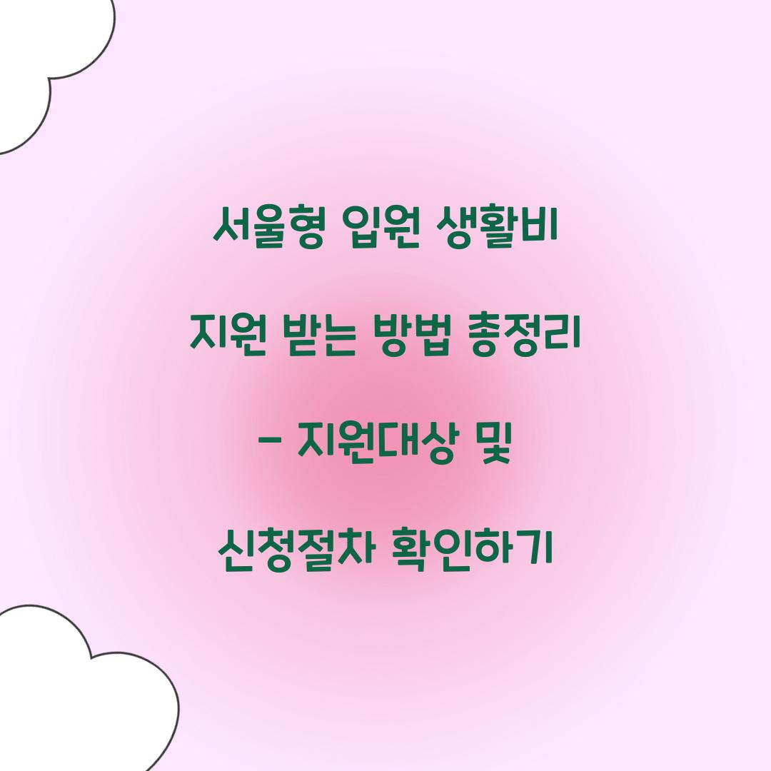 서울형 입원 생활비 지원
