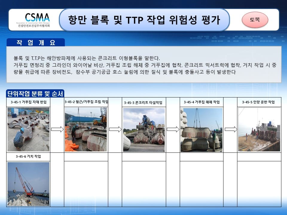  [건설공사 안전비법]_항만 블록 및 T.T.P(테트라포드) 작업 위험성평가 양식