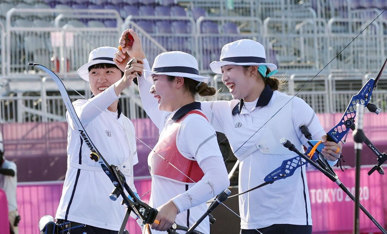 올림픽 남자 양궁 단체 금메달 김우진 오진혁 김제덕