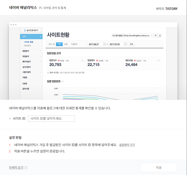 티스토리블로그 - 관리페이지의 플러그인 네이버 애널리틱스를 설치하고 활용하기