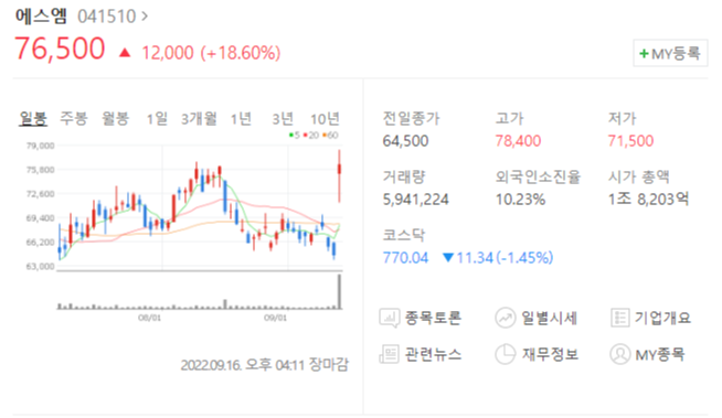 에스엠 시가 총액