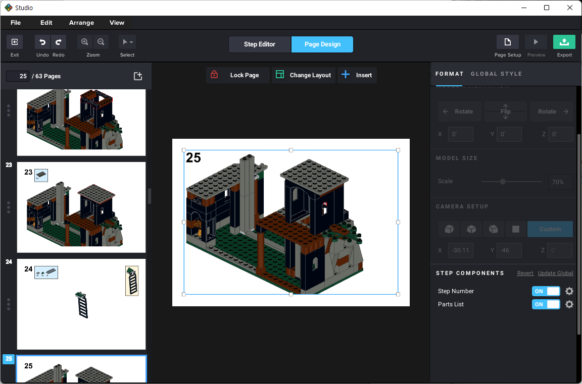 9747 타워 탈출 조립설명서 - 25쪽 방향전환 전