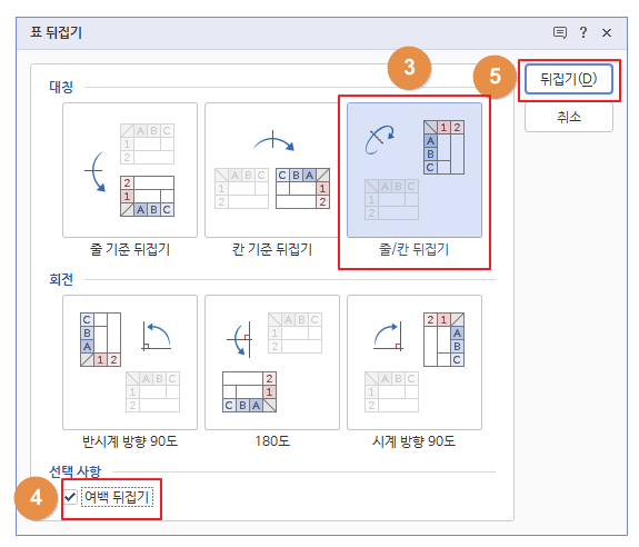 한글 표 가로 자동 채우기 2