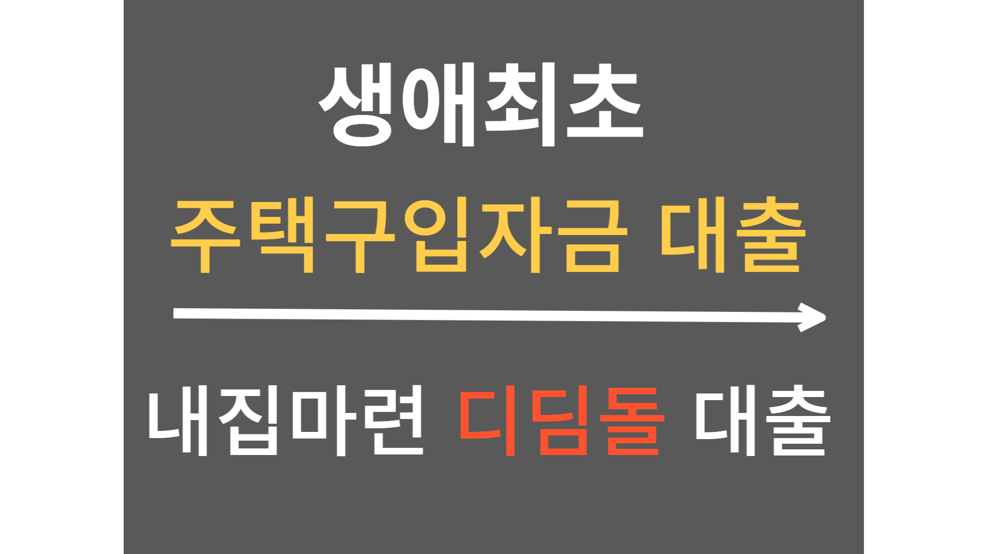  생애 최초 주택 구입자금 대출=내집마련 디딤돌 대출