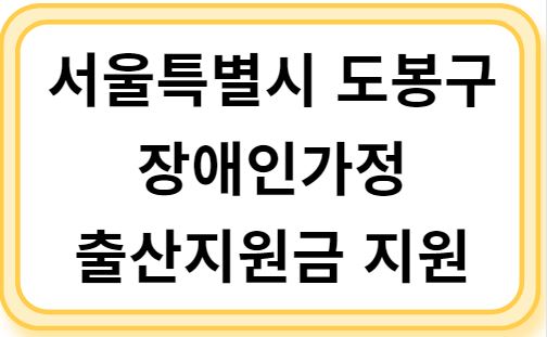 서울특별시 도봉구 장애인가정 출산지원금 지원