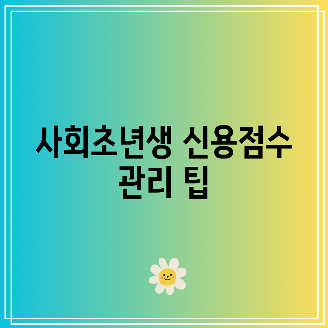 사회초년생 신용점수 관리 팁