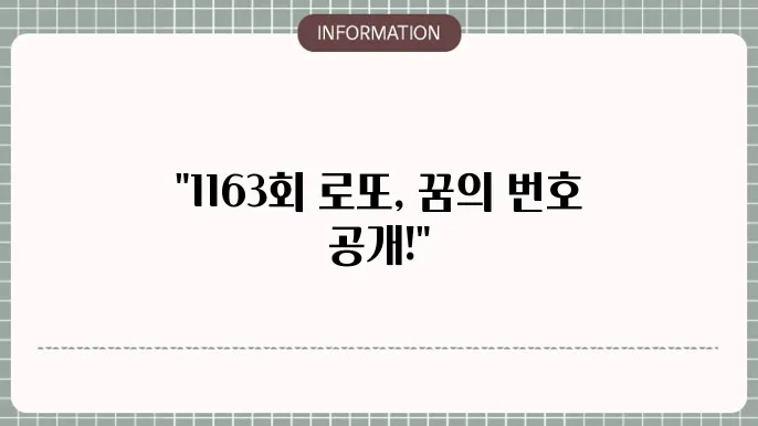 로또 1163회 예상번호 및 당첨번호