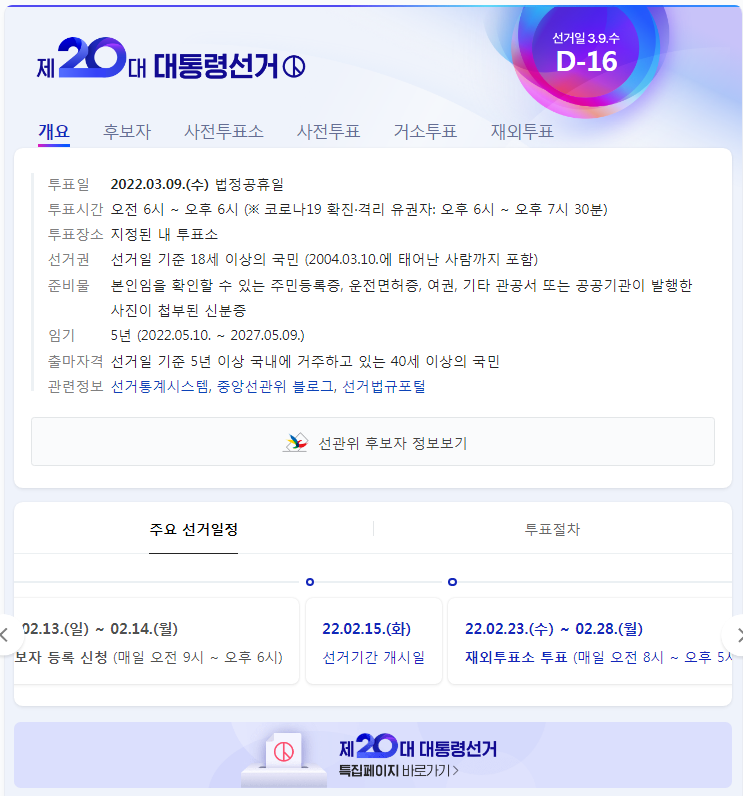  2022 대통령 선거일 대선 공휴일 (간단)