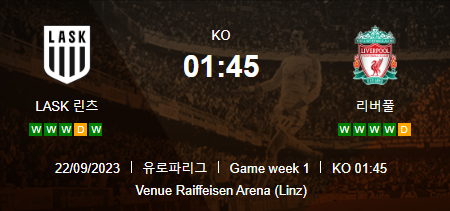  유로파 해외 축구 린츠 대 리버풀 분석