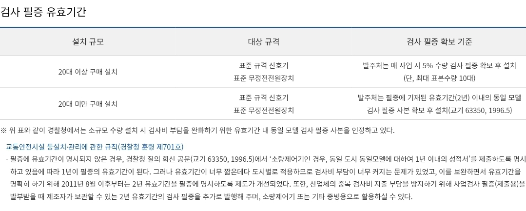 교통신호제어기 검사필증 유효기간 안내