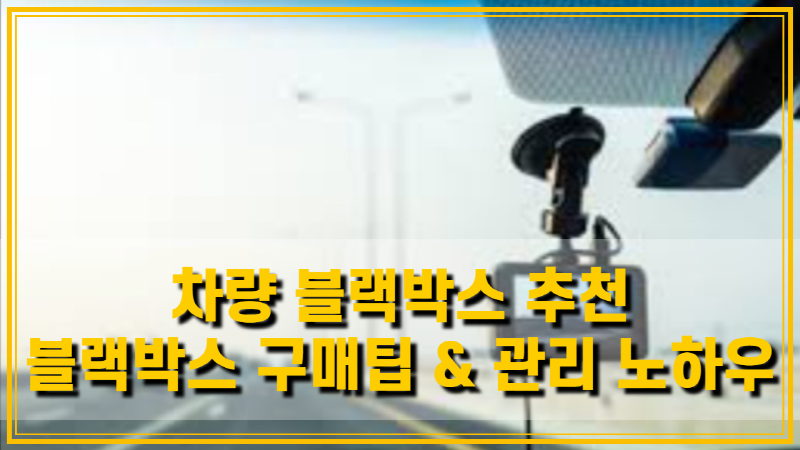  차량용 블랙박스 구매팁 & 블랙박스 관리 노하우