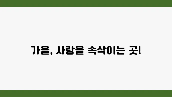 가을 커플여행지 추천 로맨틱한 추억 만들기